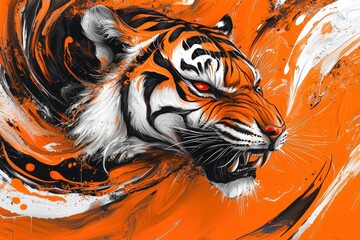 Wall Mural - Fierce Tiger in Orange