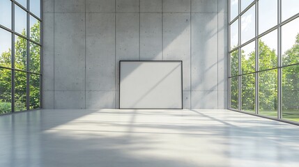 Aufkleber - Bright and Airy Minimalist Contemporary Office Interior with Concrete Wall and Empty Sunlit Frame Ideal for Business Corporate or Creative Workspace Concepts