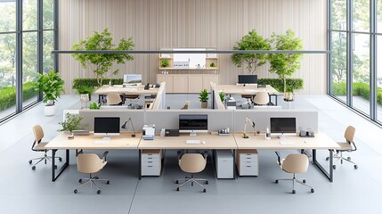 Leinwandbilder - Aerial Overhead View of a Minimalist and Organized Desk Setup in a Contemporary Office Environment with Strategically Placed Computers Electronics and Equipment for a Productive Workspace