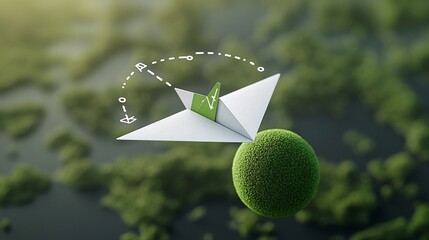 Poster - Paper Airplane Orbiting Green Planet Showcasing Innovative Renewable Energy and Clean Technology Solutions for a Sustainable Future