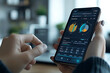 © Evhen Pylypchuk - A person using a smartphone to check their credit score online, with a sleek digital interface showing a score gauge, emphasizing financial health monitoring.