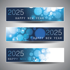 Wall Mural - set of horizontal christmas, new year banners for year 2025 - vector design