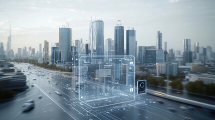 Fototapete - of a Futuristic Cityscape Powered by Innovative Smart Grids Energy Storage Systems and Sustainable Urban Planning Concepts Showcasing the Future of Eco Friendly and Technologically Advanced Cities