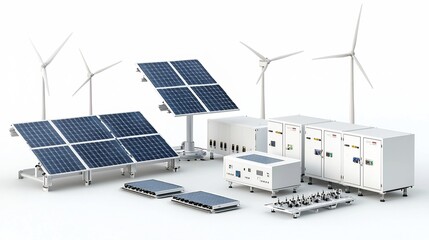Aufkleber - Innovative Smart Energy Hub Featuring Solar Cells Wind Turbines and Advanced Energy Storage Systems for Efficient Power Distribution and Sustainable Electricity