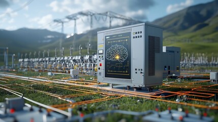 Aufkleber - Real time AI powered energy grid monitoring system that manages and optimizes the flow of renewable and traditional energy sources for maximum stability and efficiency within a smart grid