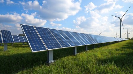 Aufkleber - Smart Grid Energy Storage System Balancing Renewable Power from Solar Panels and Wind Turbines for Stable Grid Infrastructure