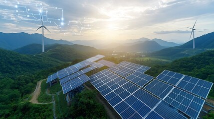 Aufkleber - Cutting edge solar and wind powered smart grid infrastructure integrating efficient energy storage solutions for balanced and sustainable energy use