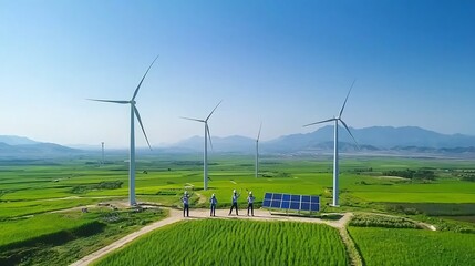 Leinwandbilder - AI enhanced Smart Grid Harnessing Solar and Wind Energy with Intelligent Storage for Effective Power Management  of a futuristic