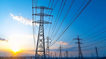 Poster - Conceptual image of smart grid energy management system powered by renewable energy sources and effective storage solutions for efficient sustainable