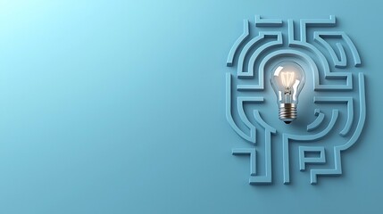 Aufkleber - Illuminated Labyrinth A Blueprint for Creative Problem Solving  This abstract design depicts a maze like structure with a light bulb shining a path