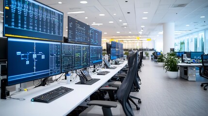 Poster - Sophisticated Power Grid Control Center Overseeing Efficient Energy Distribution from Multiple Sources to Cities and Factories