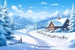 © Tanvir - A Fantasy landscape a glacier island, snow, fairy  illustration, nature, vector, background, hill, sky, mountain, tree, environment, horizon, summer, blue, forest, landscape - scenery, horizontal,