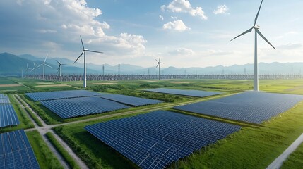 Aufkleber - Smart Energy Distribution Network Linking Multiple Power Plants Including Wind Solar Hydro Nuclear and Thermal for Efficient and Sustainable Electricity Supply to Cities Factories and Homes