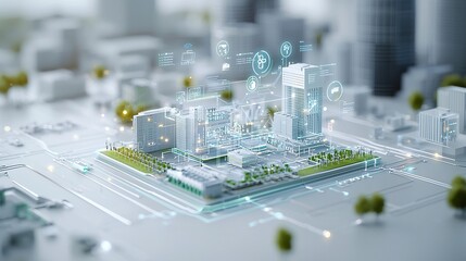 Fototapete - Centralized Power Grid Management System Linking Green Energy Sources including Solar Wind Hydroelectric and Geothermal to Diverse Residential Commercial