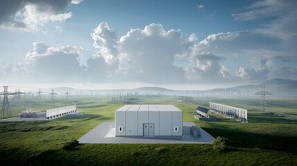 Poster - Centralized smart power grid network managing the and distribution of renewable energy sources like solar and wind power to residential and industrial buildings  Showcasing the future of modern