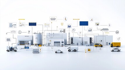 Leinwandbilder - Advanced power grid showcasing a centralized electrical system that integrates and distributes renewable energy sources like solar wind and hydroelectric to power homes offices