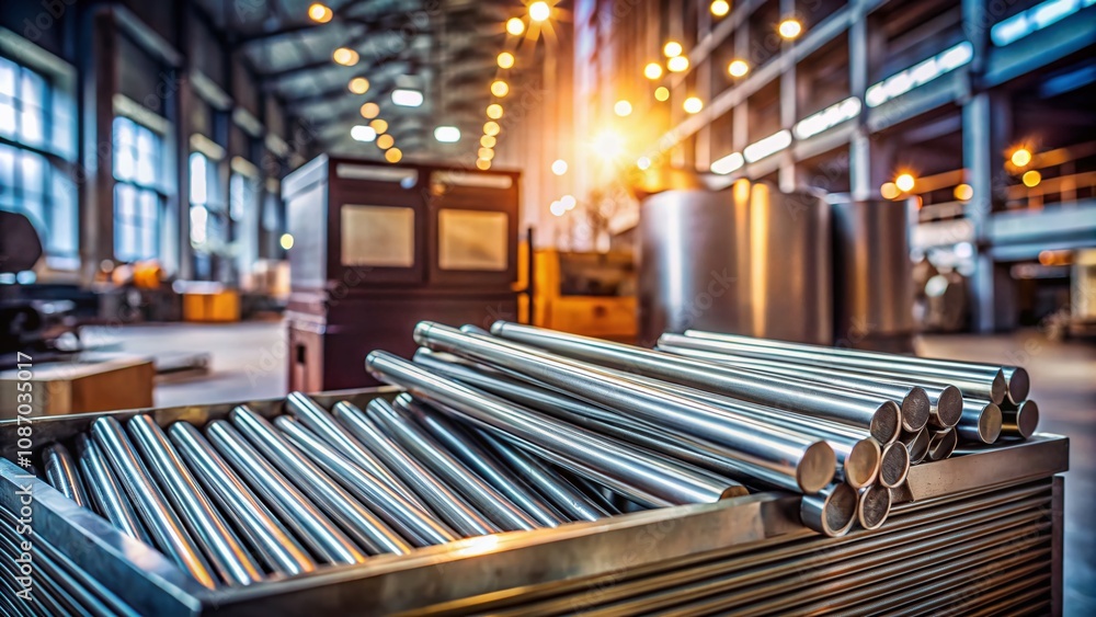 Stack of Stainless Steel Rods in Container Box for CNC Milling Machine ...