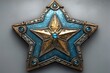 © Vitalii But - sophisticated digital badge showcases star and ribbon symbolizing achievement and excellence metallic finishes gold and silver bright white background enhancing its prestige.