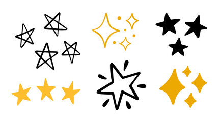 Wall Mural - scribble stars hand drawn doodle shapes set