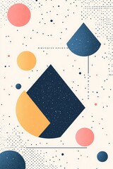 Wall Mural - Geometric Harmony, a minimalist composition featuring blue and white shapes, circles and triangles, vibrant colors, and a spacious layout.