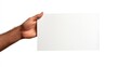 © -Quantum Pixels- - Hand presenting a blank sheet of paper against a white background, ideal for creating tickets, flyers, invitations, or promotional materials.