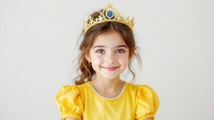 Cute little princess with copy space isolated