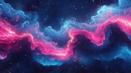 abstract cosmic waves, neon pink and blue, high contrast, seamless background, futuristic vibe, digital space design, dynamic look