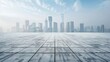 © ArpPSIqee - Empty square floor with city skyline background, Urban fusion, cityscape vista merging cultures