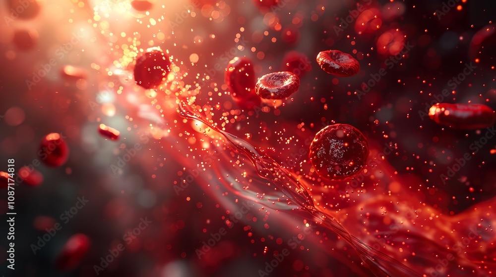Illustration Stock Microscopic Visualization of Blood Cells in Motion ...