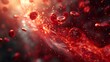 © drizzlingstarsstudio - Microscopic Visualization of Blood Cells in Motion: A dramatic 3D rendering showcasing red blood cells and platelets flowing dynamically through an artery
