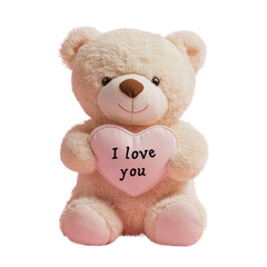 bear holding a heart-shaped object with the text 