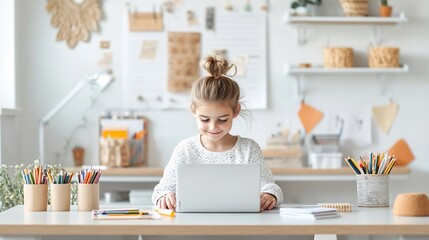 Aufkleber - A hardworking student deeply engaged in digital learning