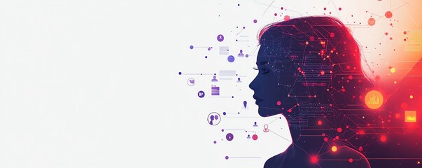 Aufkleber - Dynamic global business network design, featuring people and digital icons interconnected across continents, vibrant generative AI aesthetics, highresolution, modern visual appeal
