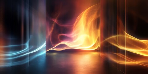 Wall Mural - this breathtaking abstract illustration showcases vibrant and colorful waves along with glowing line