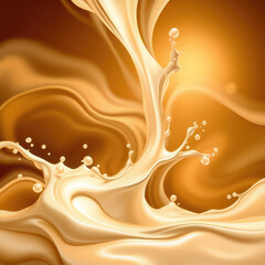 Organic waves of milk and coffee in motion, expressed in an abstract way. Modern background