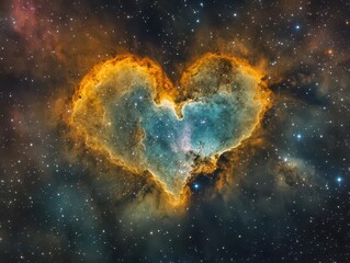 Wall Mural - heart nebula in outer space with a colorful celestial background and sparkling stars, capturing a sense of love and romance in a vast universe