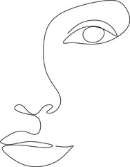 Wall Mural - Woman abstract face, one line drawing. Hand drawn outline illustration. Continuous line. Portret female. Vector illustration