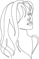 Wall Mural - Woman abstract face, one line drawing. Hand drawn outline illustration. Continuous line. Portret female. Vector illustration