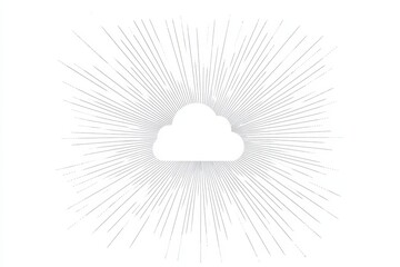 Aufkleber - A white cloud icon set against a bright background, surrounded by long, radiating lines that suggest sunlight or energy. Generative AI