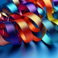 celebration background with shiny colorful beautiful ribbon