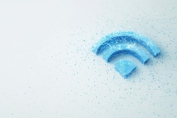 Aufkleber - A blue Wi-Fi icon appears fragmented with light effects, symbolizing connectivity and technology in a contemporary environment. Generative AI