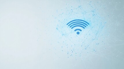 Aufkleber - A blue Wi-Fi symbol illustrated against a light background, showcasing wireless connectivity for digital devices and internet users. Generative AI