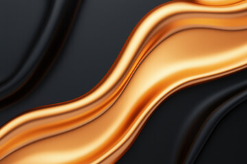 Wall Mural - abstract waves of shimmering gold contrast with a black background, creating a dynamic and elegant v