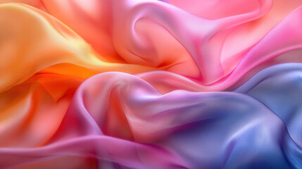 Wall Mural - a vibrant swirl of silk fabric showcasing a gradient of soft pastel colors, creating an ethereal and