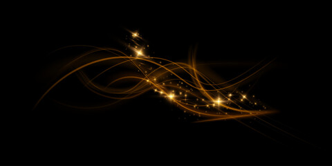 Wall Mural - gold curved light line, rope, tape. smooth festive gold line png with light effects. light golden tw