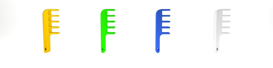 Wall Mural - Colorful Hairbrush icon isolated on white background. Comb hair sign. Barber symbol. Minimalism concept. 3D render illustration