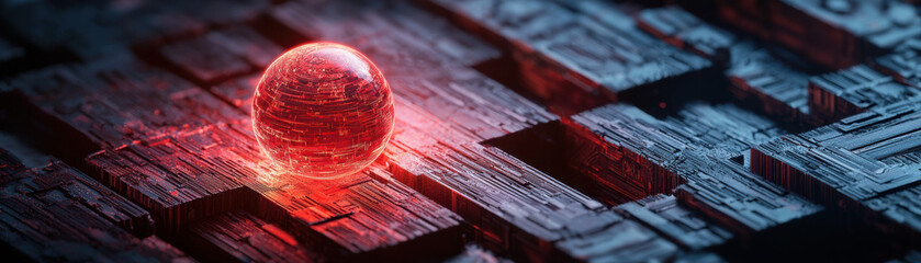 Wall Mural - a captivating glowing sphere rests on a detailed textured surface, radiating energy and intrigue, pe
