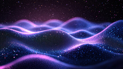 Wall Mural - a mesmerizing landscape of glowing waves, showcasing vibrant colors and sparkling textures, ideal fo