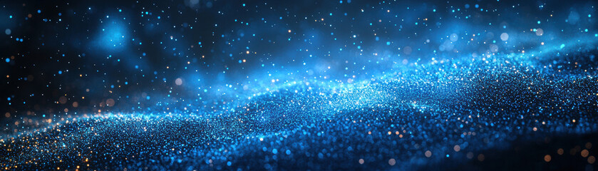 Wall Mural - captivating blue shimmering particles create a mesmerizing cosmic scene, perfect for themes of space