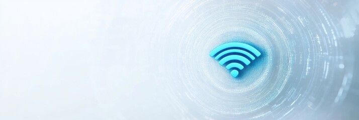 Aufkleber - A blue Wi-Fi symbol signifies wireless internet access, highlighted against swirling digital patterns in a contemporary backdrop. Generative AI